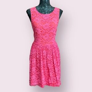 UP BY ULTRA PINK Hot Pink & Orange Lace Party Dress